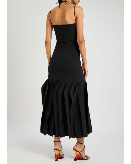 A.W.A.K.E. MODE Black Lip Chocker Crepe Midi Dress