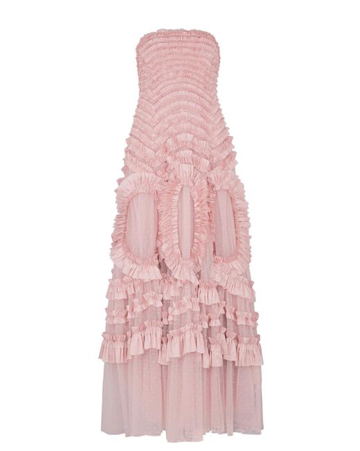 Needle & Thread Pink Hyacinth Strapless Ruffled Tulle Gown
