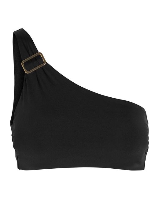 Max Mara Black Chalisia One Shoulder Stretch-Polyamide Bikini Top