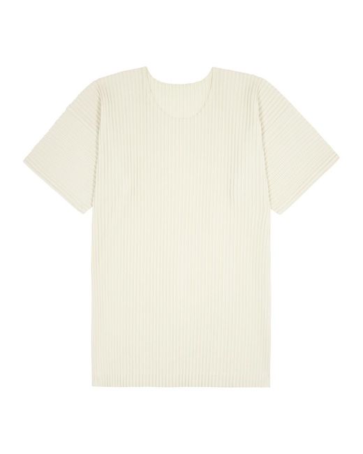 Issey Miyake White Homme Plissé Pleated Jersey T-Shirt for men