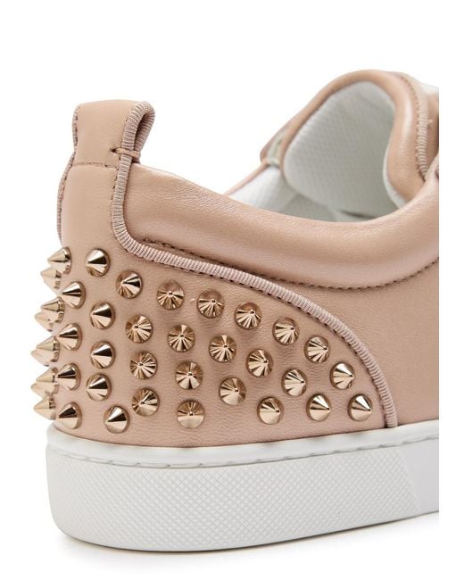 Christian Louboutin Pink Louise Junior Spikes Pearlescent Leather Sneakers