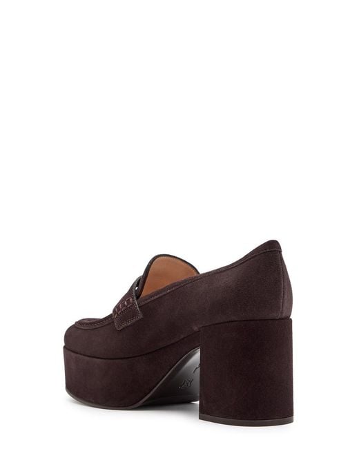 Gianvito Rossi Brown Jenna 75 Platform Suede Pumps