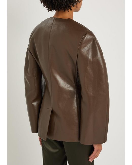 Nanushka Brown Erina Darted Faux Leather Jacket