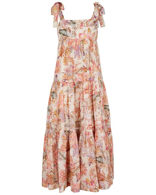 Zimmermann Cira Floral-print Cotton Dress in Pink | Lyst