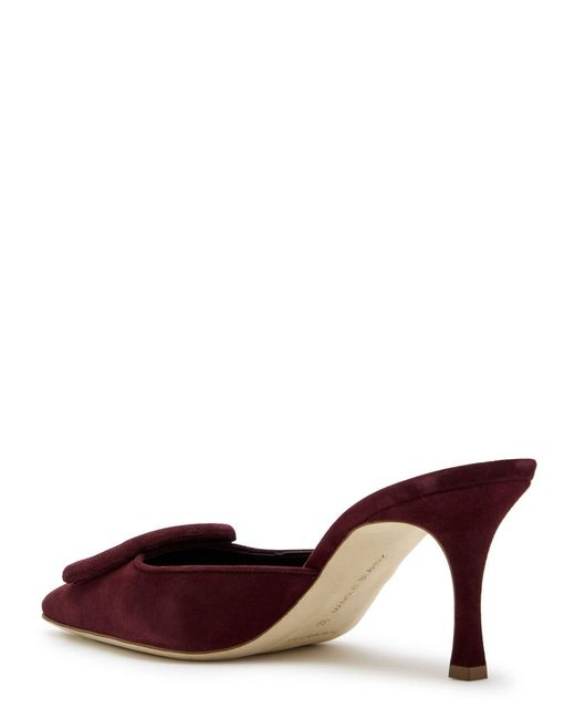 Manolo Blahnik Brown Maysale 70 Suede Mules