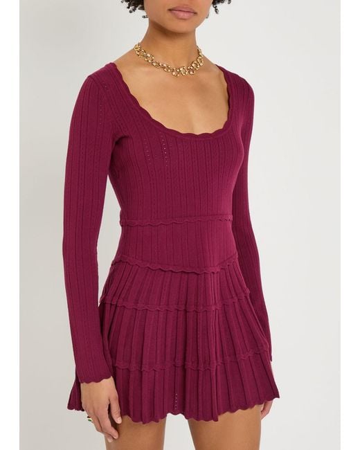 knit sweater midi dress Pointelle Knitted Sweater Midi Dress Pink main image 0