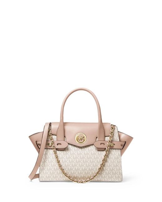 MICHAEL Michael Kors Pink Carmen Small Logo And Leather Belted Satchel