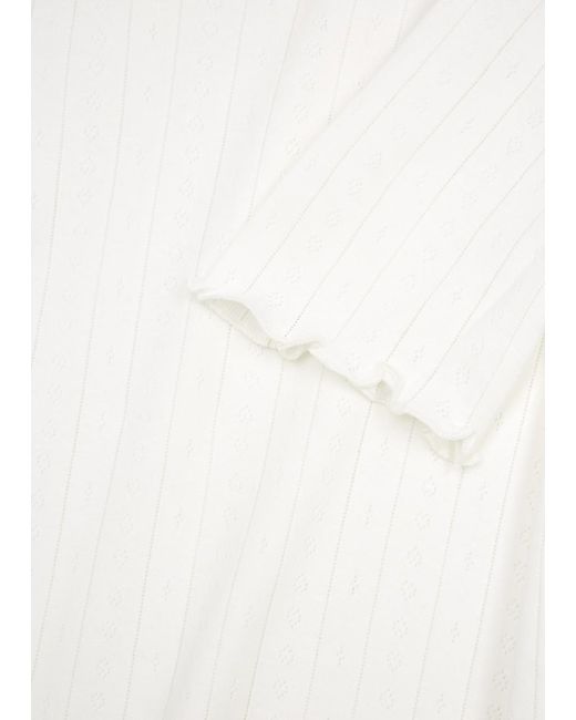 Skall Studio White Edie Pointelle-knit Cotton Top