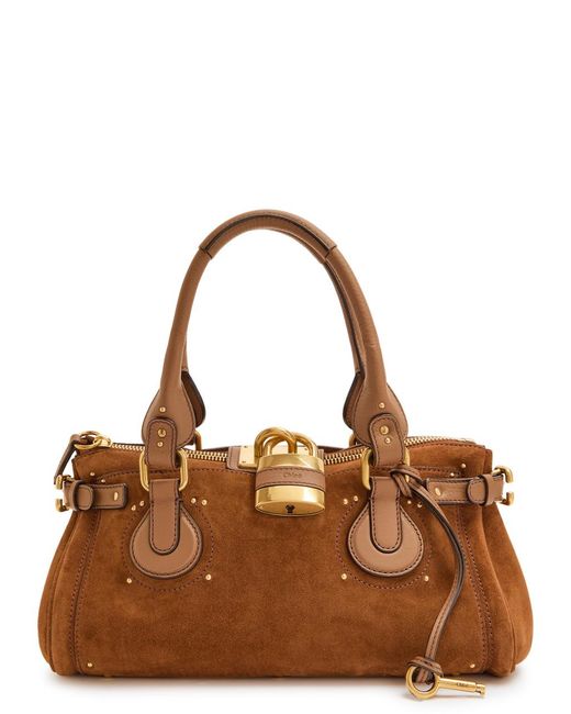 Chloé Brown Paddington Suede Shoulder Bag