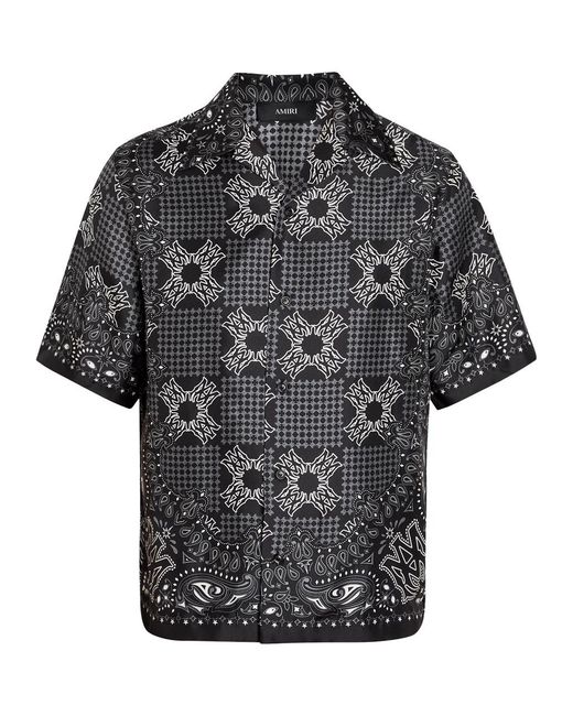 Amiri Black Checked Silk Shirt for men