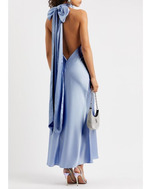 Misha Blue Evianna Bow-Embellished Satin Maxi Dress