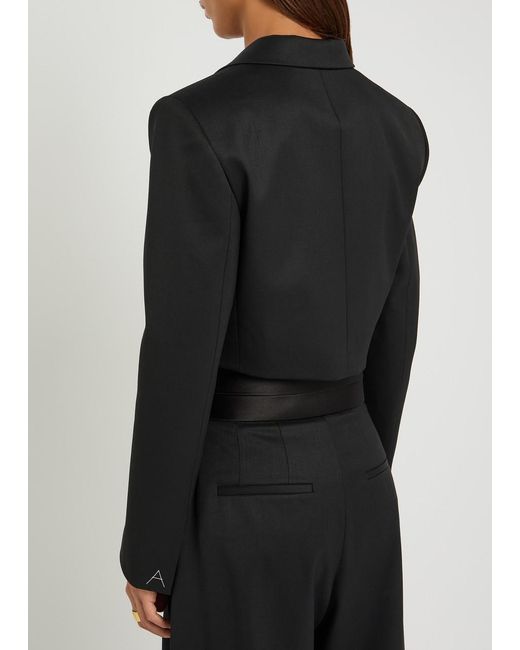 Alaïa Black Cropped Silk And Stretch-Wool Jacket