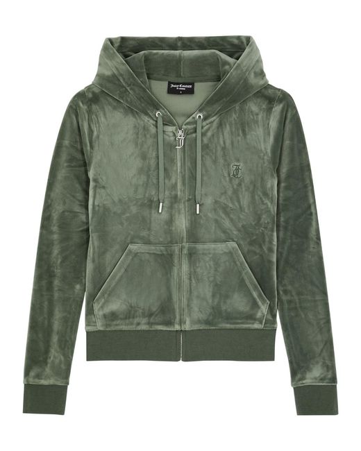 Juicy Couture Green Classic Robertson Hooded Velour Sweatshirt