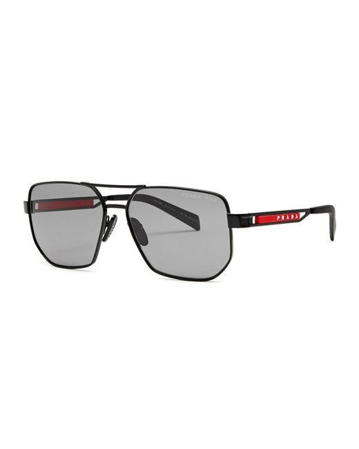 Prada Linea Rossa Black Aviator-style Sunglasses for men
