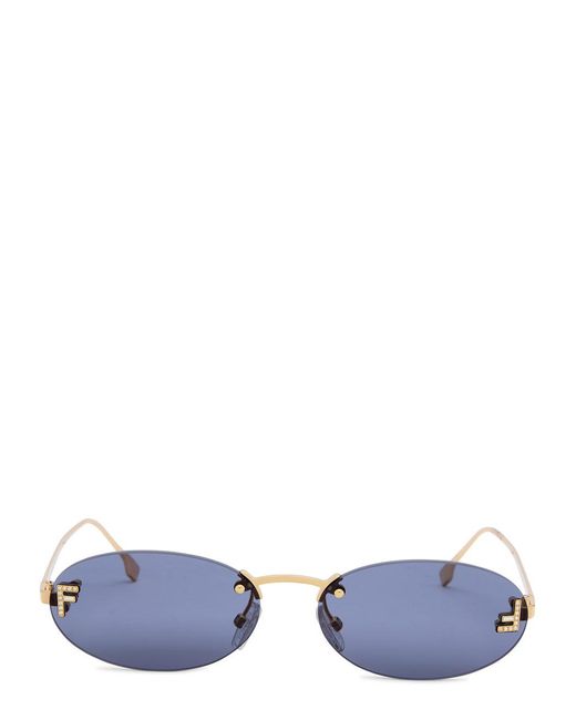 Fendi Blue Oval-Frame Sunglasses
