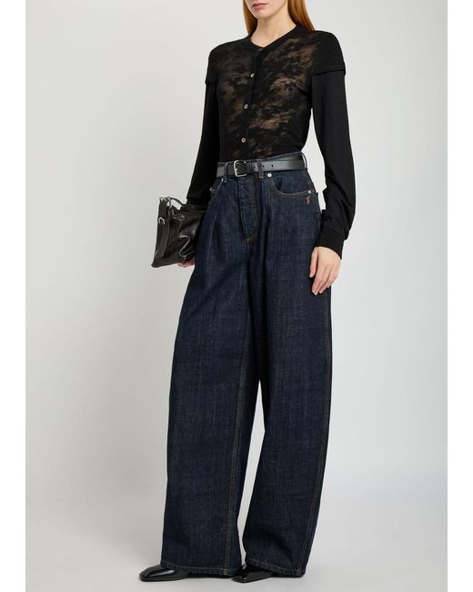 Our Legacy Black Heat Floral-Jacquard Merino Wool Top