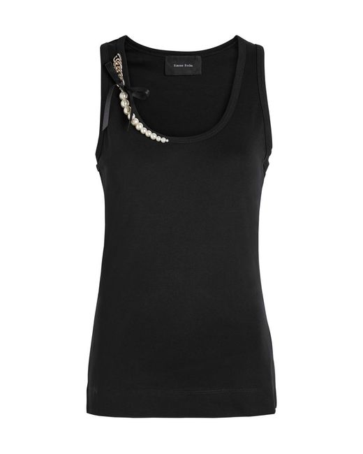 Simone Rocha Black Pearl Chain Sculpt Cotton Tank