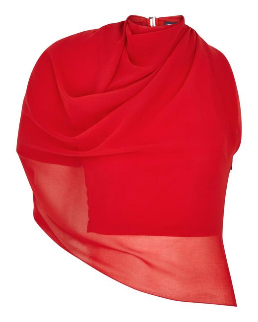 Jacquemus Red Le Haut Pablo Draped Chiffon Top