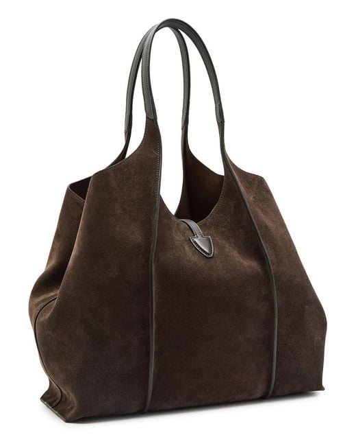 Tod's Brown T-Plaque Suede Tote