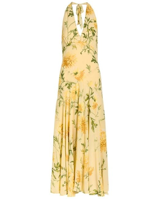 Reformation Metallic Briony Panelled Floral-Print Georgette Midi Dress