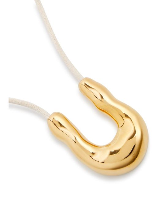 Agmes White Wishbone Satin-cord Necklace