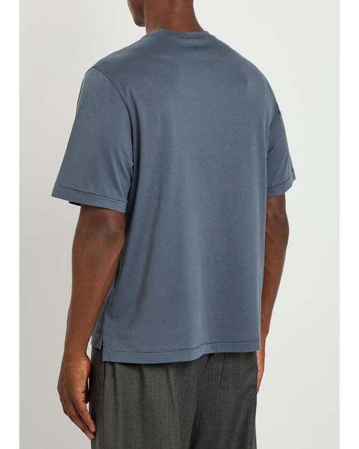 Officine Generale Blue Bara Cotton T-Shirt for men