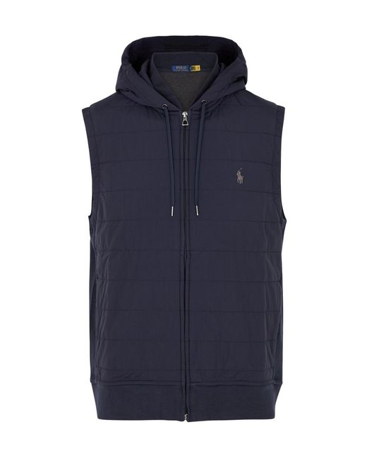 Polo Ralph Lauren Blue Hooded Quilted Shell Gilet for men