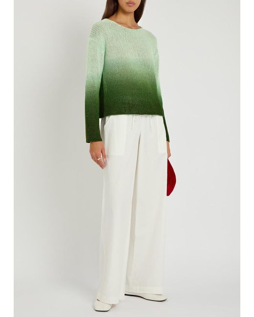 Vince Green Dip-Dye Dégradé Cotton-Blend Jumper