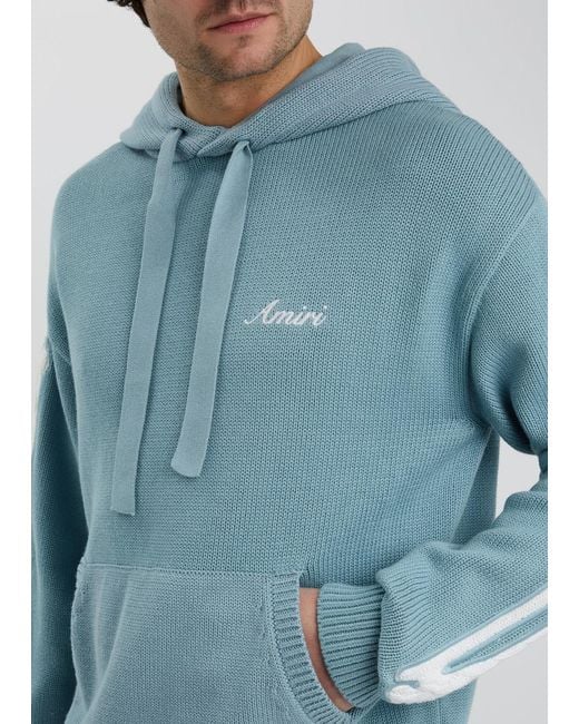 Amiri Blue Bones Hooded Cotton-Knit Sweatshirt for men