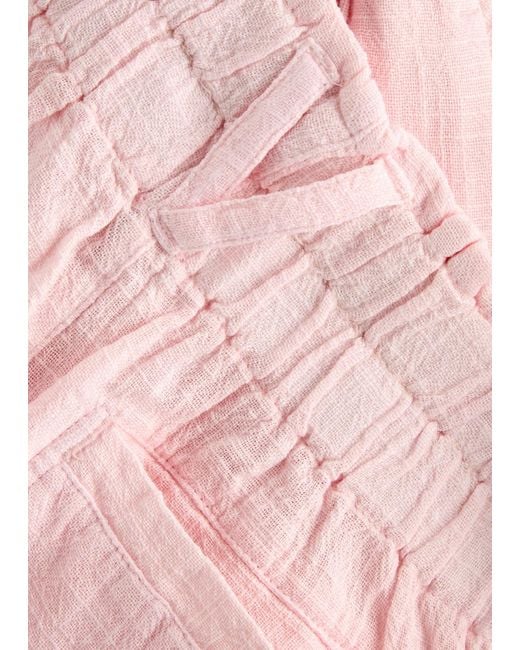 Free People Pink Solar Flare Baja Cotton Gauze Shorts