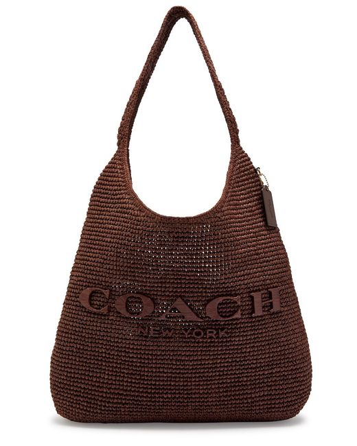COACH Brown Brooklyn Raffia 39 Shoulder Bag