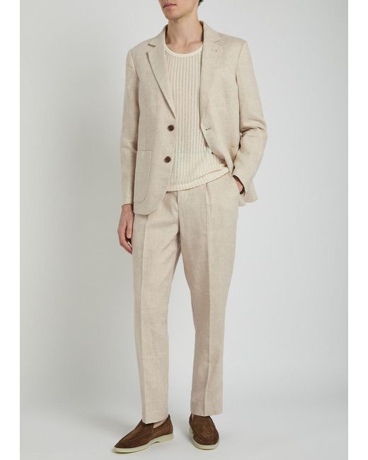 Wax London Natural Aubyn Tapered-Leg Linen Trousers for men
