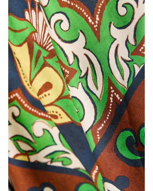 ALÉMAIS Green Liana Printed Halterneck Silk Top