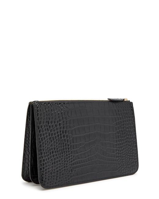 Totême Black Crocodile-Embossed Leather Clutch