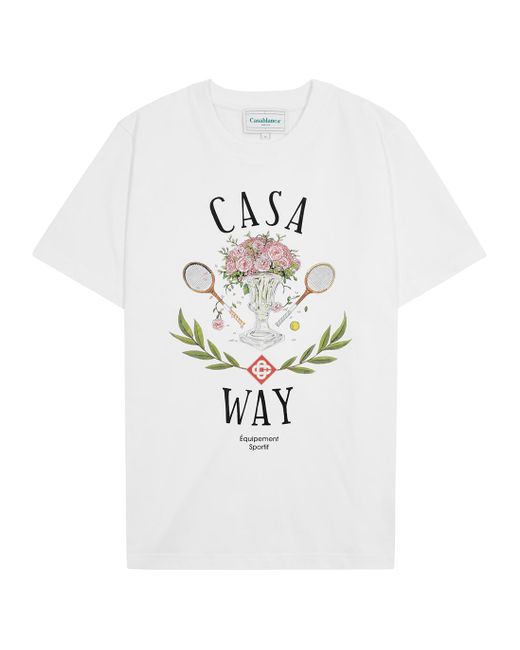 CASABLANCA Casa Way White Printed Cotton T-shirt for men