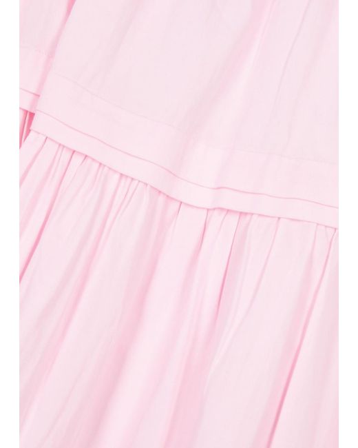 LoveShackFancy Pink Phia Tiered Cotton Maxi Skirt
