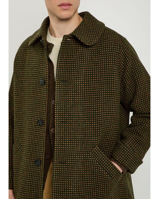 Bode Green Hedgerow Polka Dot-Jacquard Wool Coat for men