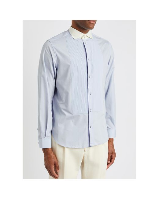 Gucci Blue Gg-Monogrammed Cotton-Poplin Shirt for men