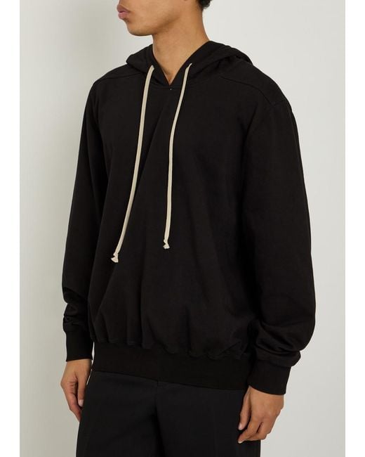 Rick Owens Black Printed Hooded Cotton Sweatshirt for men