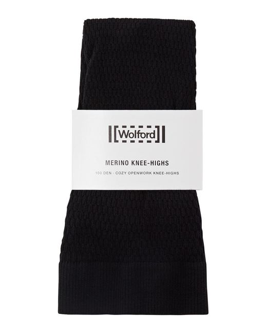 Wolford Black 100 Denier Knee-high Wool-blend Socks
