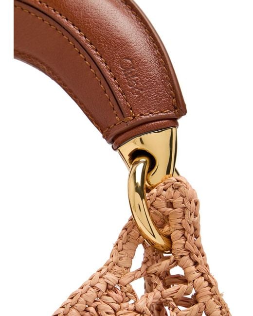 Chloé Brown Summer Banana Logo Raffia Shoulder Bag