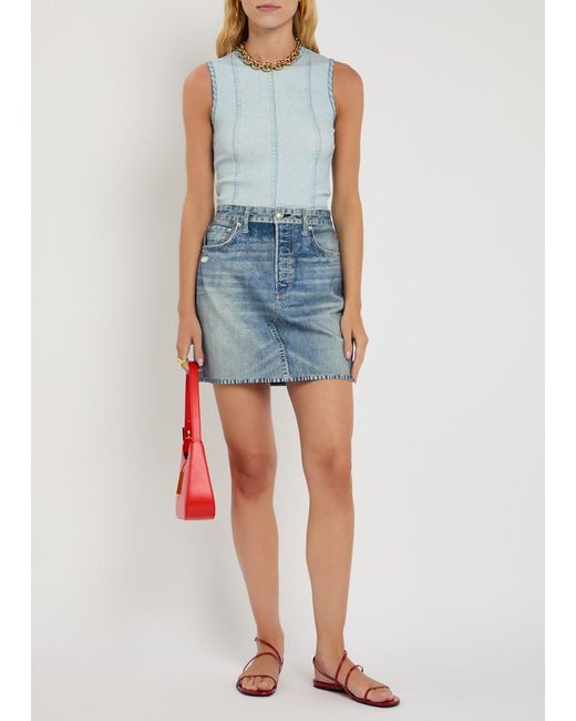 Rag & Bone Blue Miramar Ponte Printed Stretch-Jersey Mini Skirt