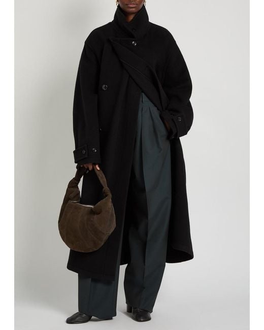 Lemaire Black High-Neck Wool Coat