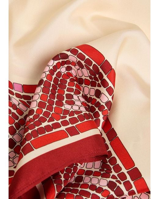 LaDoubleJ Red San Carlo Printed Silk-Twill Top