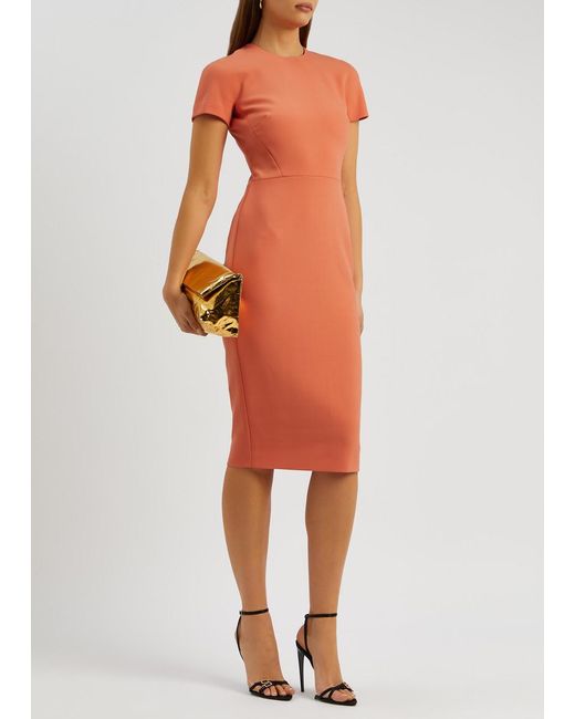 Victoria Beckham Orange Crepe Midi Dress