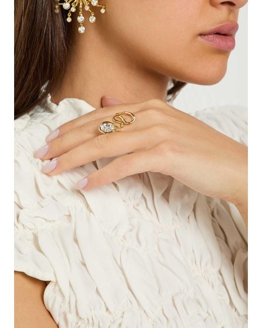 Alexis Metallic Asterales Floating Vine 14Kt-Plated Ring