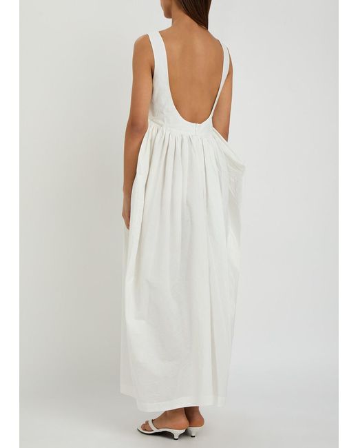 Rohe White Sculpted Cotton-Blend Poplin Maxi Dress