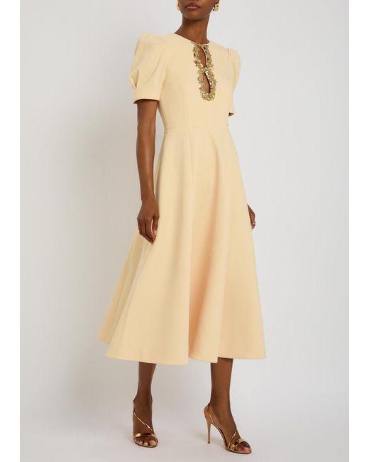 Rebecca Vallance Natural Alexandrite Crystal-Embellished Crepe Midi Dress