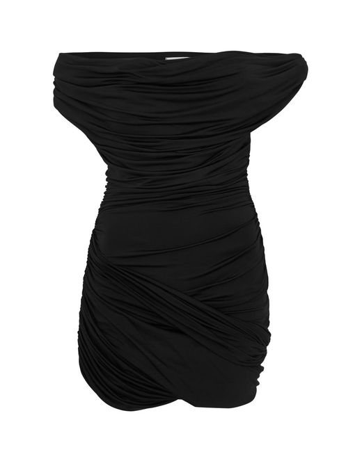 Magda Butrym Black Draped Stretch-Jersey Mini Dress