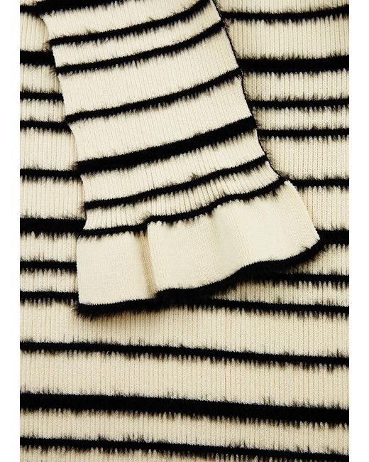 By Malene Birger White Damira Striped Cotton-Blend Midi Dress